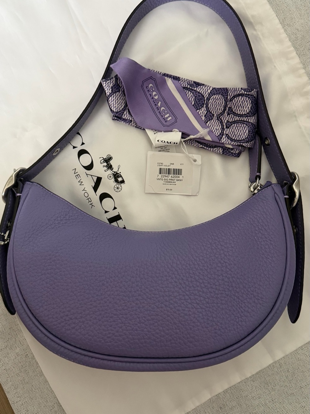 Coach Luna Shoulder Bag
Plus Monogram Silk Skinny Scarf